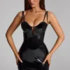 Coratina Vinyl Corset Mini Dress in Black