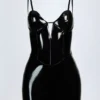 Coratina Vinyl Corset Mini Dress in Black