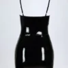 Coratina Vinyl Corset Mini Dress in Black
