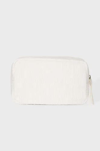 Corduroy Bow Makeup Bag in Ivory