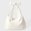 Corduroy Bow Tote Bag in Ivory