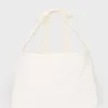 Corduroy Bow Tote Bag in Ivory