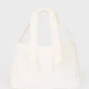 Corduroy Bow Tote Bag in Ivory