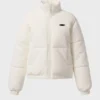 Corduroy Quilted Puffer Jacket in Ivory