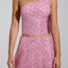 Cosette Embellished Asymmetric Scarf-Detail Top in Pink