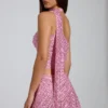 Cosette Embellished Asymmetric Scarf-Detail Top in Pink