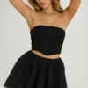 Cosima High Waist Tulle Mini Skirt in Black