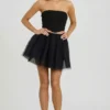 Cosima High Waist Tulle Mini Skirt in Black