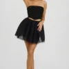 Cosima High Waist Tulle Mini Skirt in Black