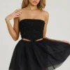 Cosima High Waist Tulle Mini Skirt in Black