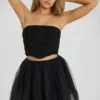 Cosima High Waist Tulle Mini Skirt in Black