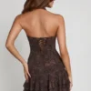 Costanza Embellished Halterneck A-line Mini Dress in Snake Hotfix