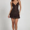 Costanza Embellished Halterneck A-line Mini Dress in Snake Hotfix