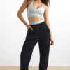 Cotton Fleece Mid-Rise Joggers in Black