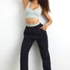 Cotton Fleece Mid-Rise Joggers in Black