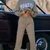 Cotton Fleece Mid-Rise Joggers in Khaki Green