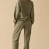 Cotton Fleece Mid-Rise Joggers in Khaki Green