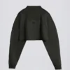Cotton Jersey Acid Wash Cropped Sweatshirt  in Ash