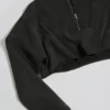Cotton Jersey Acid Wash Cropped Sweatshirt  in Ash