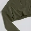 Cotton Jersey Acid Wash Cropped Sweatshirt in Light Green