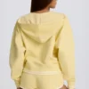Cotton Jersey V-Neck Hoodie in Lemon