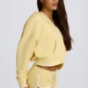 Cotton Jersey V-Neck Hoodie in Lemon