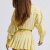 Cotton Poplin Stripe Multiway Cropped Shirt in Yellow Stripe