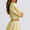 Cotton Poplin Stripe Multiway Cropped Shirt in Yellow Stripe