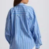 Cotton Poplin Stripe Oversized Shirt in Blue Stripe