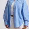 Cotton Poplin Stripe Oversized Shirt in Blue Stripe