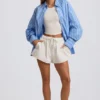 Cotton Poplin Stripe Oversized Shirt in Blue Stripe