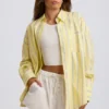 Cotton Poplin Stripe Oversized Shirt in Yellow Stripe