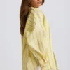 Cotton Poplin Stripe Oversized Shirt in Yellow Stripe