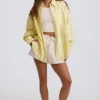 Cotton Poplin Stripe Oversized Shirt in Yellow Stripe