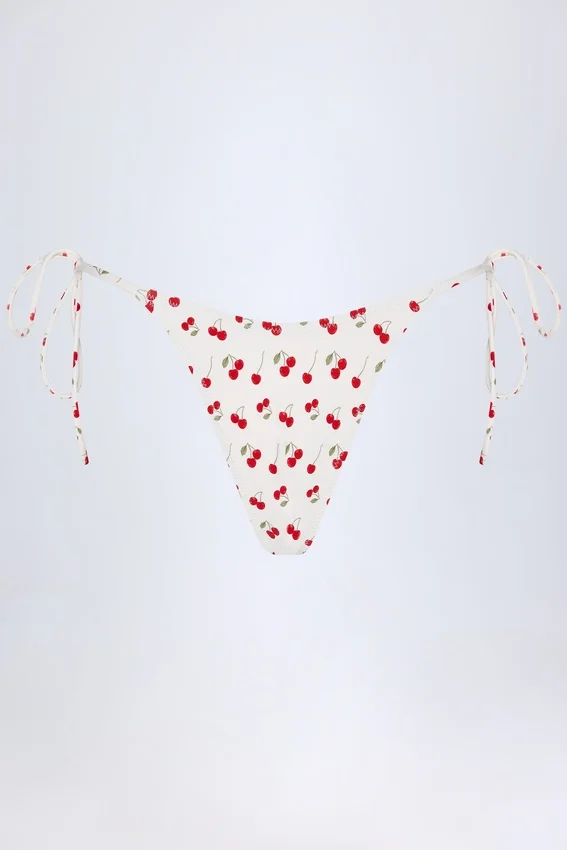 Cove Side-Tie Cheeky Bikini Bottoms in Cherry Print Cove Side-Tie Cheeky Bikini Bottoms in Cherry Print