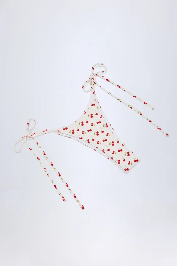 Cove Side-Tie Cheeky Bikini Bottoms in Cherry Print Cove Side-Tie Cheeky Bikini Bottoms in Cherry Print