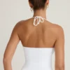 Covia Open-Front Halterneck Top in White