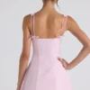 Cressida Bow-Detail Pleated A-Line Mini Dress in Soft Pink