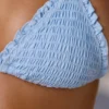 Crinkle Swim Halter Neck Triangle Bikini Top in Sky Blue
