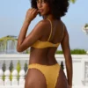 Crinkle Swim Hipster Bikini Bottoms in Marigold