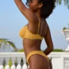 Crinkle Swim Hipster Bikini Bottoms in Marigold