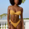 Crinkle Swim Hipster Bikini Bottoms in Marigold
