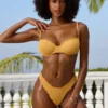 Crinkle Swim Hipster Bikini Bottoms in Marigold