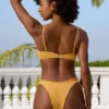 Crinkle Swim Hipster Bikini Bottoms in Marigold