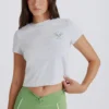 Cropped Graphic T-Shirt in Grey Marl