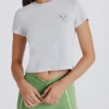 Cropped Graphic T-Shirt in Grey Marl