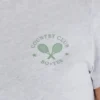 Cropped Graphic T-Shirt in Grey Marl