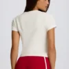 Cropped Graphic T-Shirt in Ivory