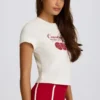 Cropped Graphic T-Shirt in Ivory