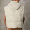 Cropped Puffer Jacket with Detachable Sleeves in Sand